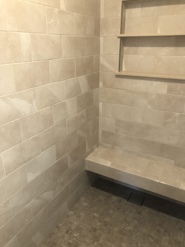photo of custom shower cubbies and seats